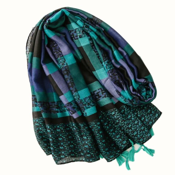 Plaid Summer Scarf | Light Weight Scarves and Shawls for Women Cover Ups Wraps - Picture 6 of 6